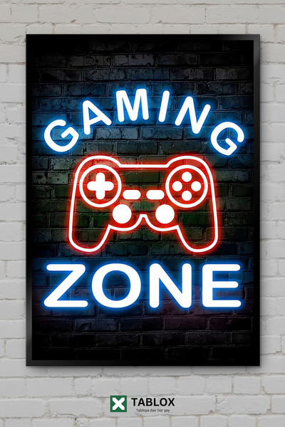 TABLOX Gaming Zone Game Zone Gamer Neon Αφίσα τοίχου με κορνίζα Διακοσμητικός...