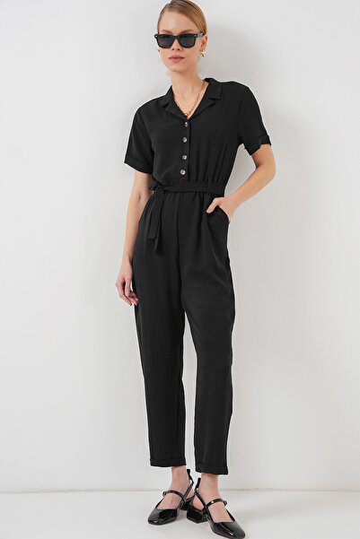 Modamorfo Women's Short Sleeve Ayrobin Jumpsuit 7030 - Black