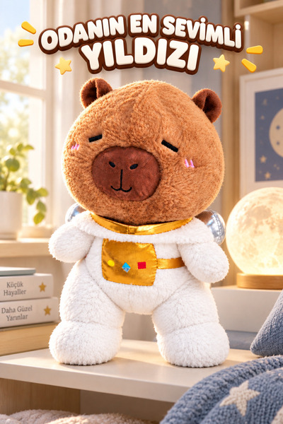 İlknurtoys Astronot Kostümlü Kapibara Peluş Oyuncak Sevimli Yumuşak Hediyelik Model