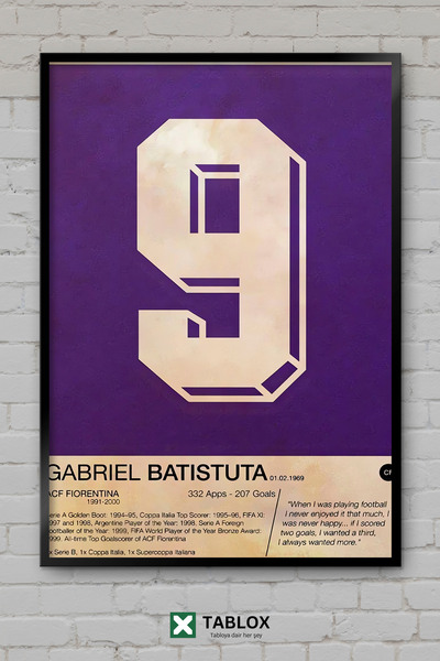 TABLOX Gabriel Batistuta, fudbaler, argentinski napadač, fudbalski poster, uo...