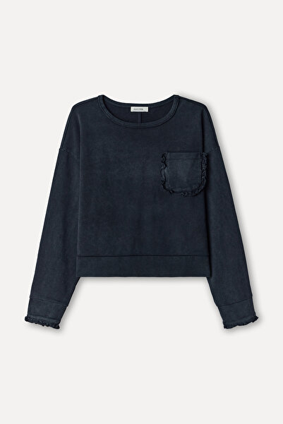Mudo Kadın Antrasit Cep Detaylı Bisiklet Yaka Sweatshirt
