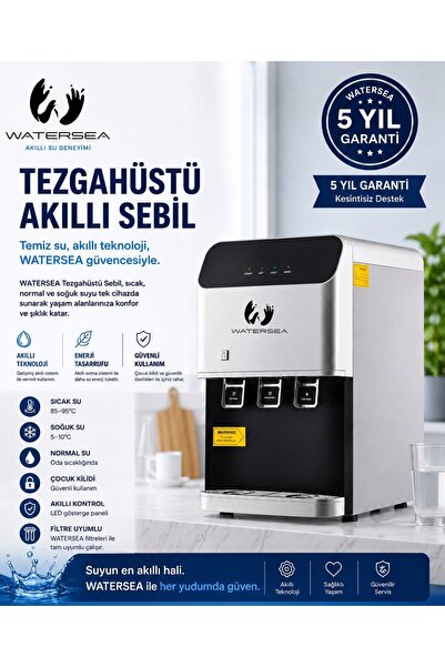 watersea PREMİUM Kalite Tezgah Üstü 3 Musluklu Arıtmalı Su Sebili