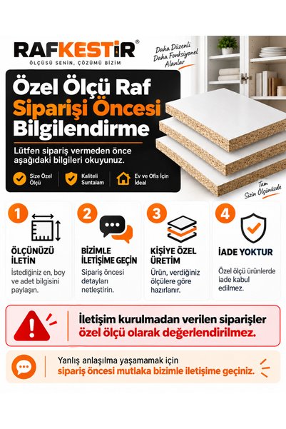 RAFKESTİR Özel Ölçü Suntalam Raf – Dolap İçi, Mutfak ve Kitaplık Rafı – Renk Seçenekli