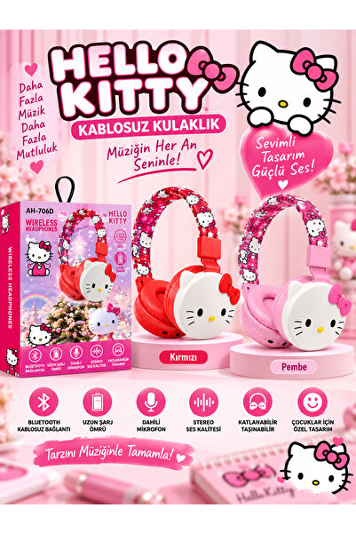 VEROXA Hello Kitty AH-706D Çocuk Bluetooth Kulaklık Kablosuz Kulak Üstü Kulak...