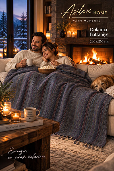 Asilex Home Collection Double Cotton Blanket 200X250 cm Premium 1250 Gr Doubl...