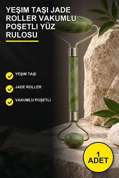 Yenilig 1 Piece Jade Stone Jade Roller with Vacuum Bag