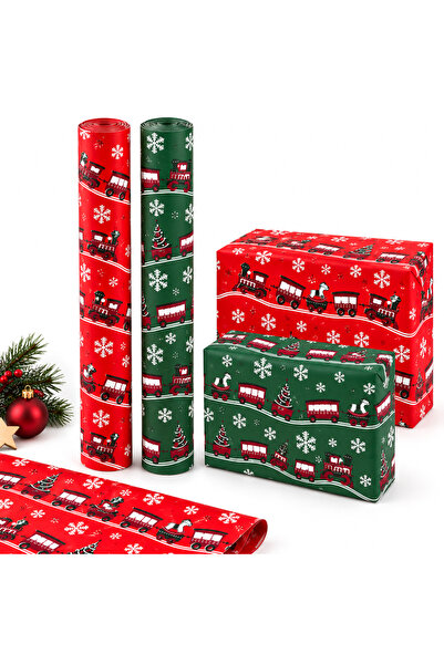repro design 58X58 cm Christmas Gift Wrapping Paper 4 Pieces – Red Green Christmas Patterned Wrapping Paper Special Roll Shipping