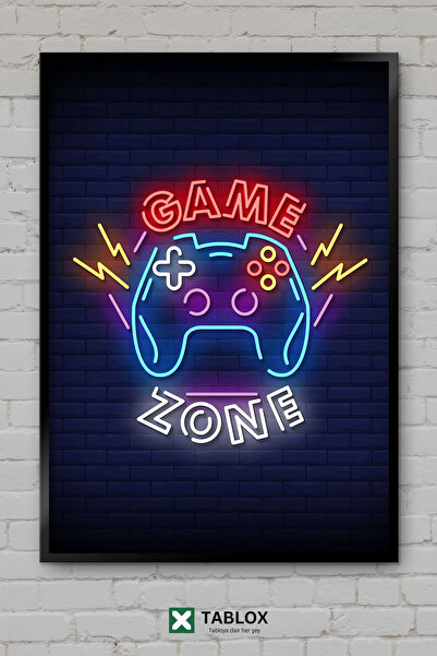 TABLOX Πινακίδα νέον Game Zone, Πινακίδα Gamer, Αφίσα Gamer, Διακοσμητικός πί...