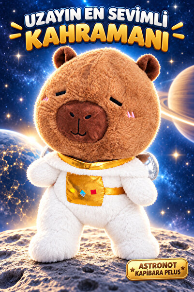 İlknurtoys Astronot Kostümlü Kapibara Peluş Oyuncak Sevimli Yumuşak Hediyelik Model
