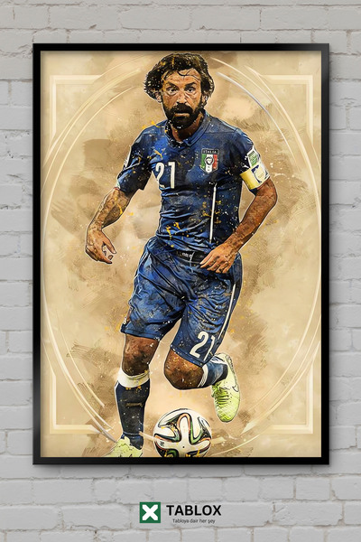 TABLOX Andrea Pirlo Fudbaler Italijanska Legenda Zvezda Uramljena Dekorativna...