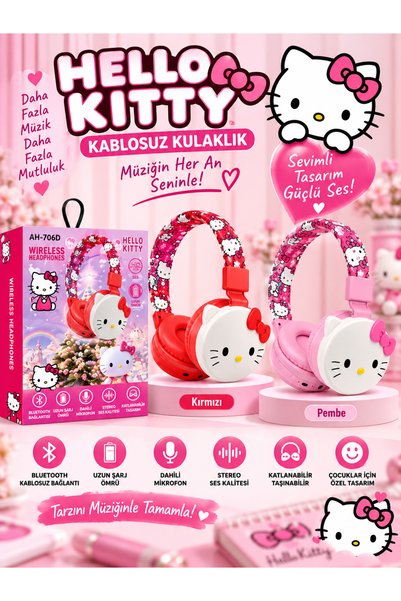 VEROXA Hello Kitty AH-706D Çocuk Bluetooth Kulaklık Kablosuz Kulak Üstü Kulak...