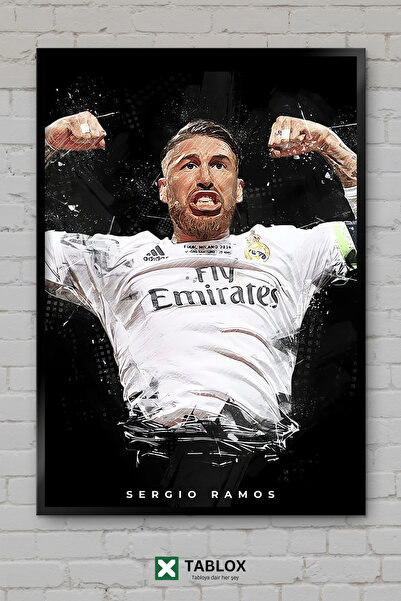 TABLOX Sergio Ramos Fotbalist Fotbal Spania Poster înrămat Tablou decorativ d...
