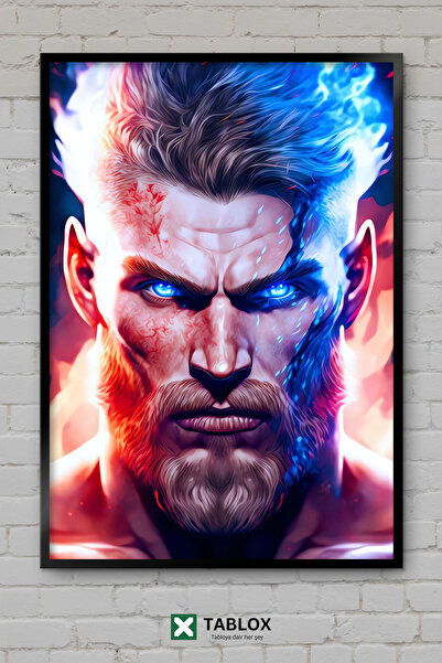 TABLOX Warrior Face Αφίσα τέχνης δράσης με πλαίσιο, διακοσμητικός πίνακας ζωγ...