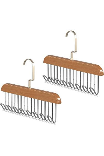 SYOSI 2 Pack Anti-Slip Multifunctional Coat Hanger Hooks, Space-Saving Wooden...