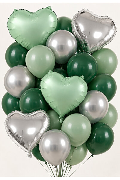 baloss fer Forest Silver Deluxe Balloon Set 24 Pieces Dark Green Eucalyptus C...