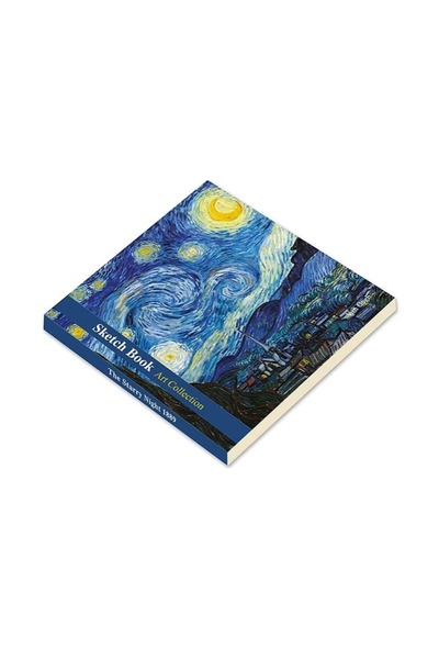 meridox Van Gogh Yıldızlı Gece Tasarımlı 20x20 cm Karakalem Eskiz Defteri (60 Yaprak)