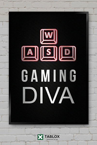 TABLOX Gaming Diva Gamer Female Gamer Αφίσα τοίχου Neon με κορνίζα Διακοσμητι...