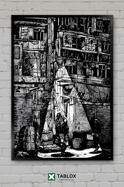 TABLOX Dorohedoro Anime Manga Ιαπωνικός χαρακτήρας Σκοτεινή αφίσα με πλαίσιο ...