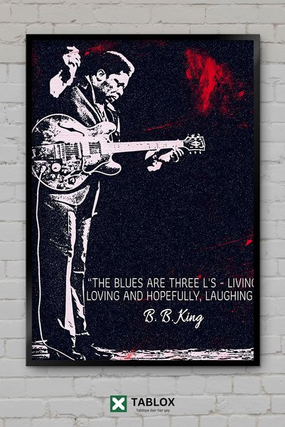 TABLOX Bb King, bluz pevač, gitarista, muzički poster, uokvirena dekorativna ...
