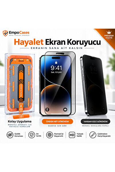 EmpoCases iPhone 18 pro max Uyumlu Hayalet Çekmeli Kırılmaz Cam Ekran Koruyuc...