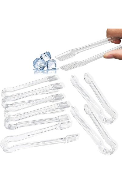 KASTWAVE Plastic Buffet Serving Tongs, 8 Pcs Mini Clear Kitchen Tongs 6.3 Inc...