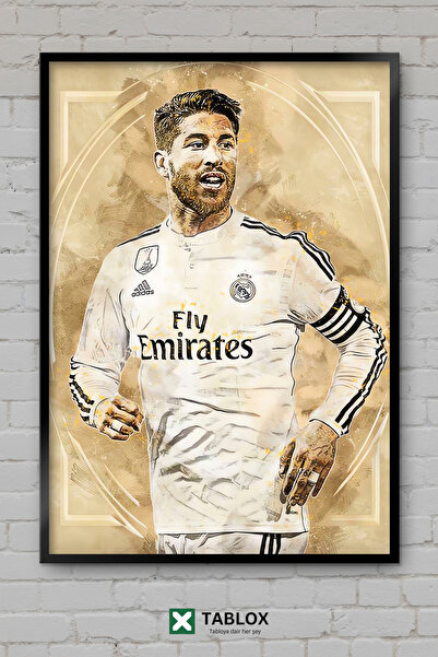 TABLOX Sergio Ramos Fudbaler Fudbal Španija Poster Uramljen Dekorativni MDF S...