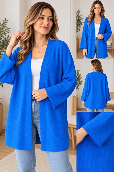 Umay moda 59 قماش بوروموك - مقاس كبير - ياقة شال - كيمونو هيردان