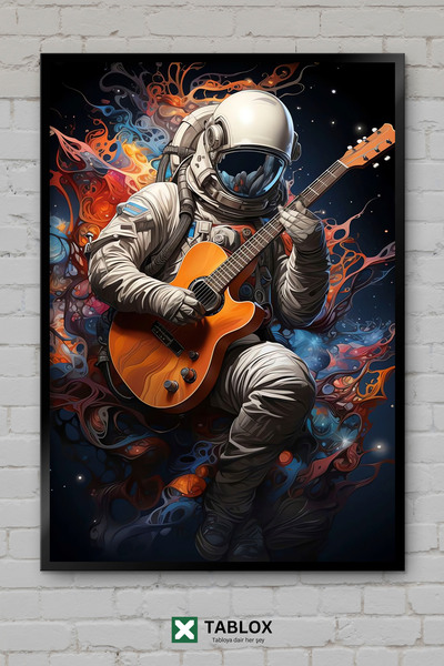TABLOX Διακοσμητικός πίνακας MDF με αστροναύτη που παίζει κιθάρα και όψη διασ...