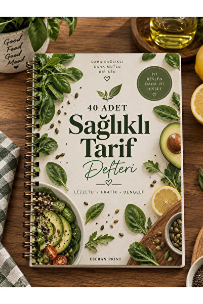 Eseran Print 40 Çeşit Sağlıklı Tarif Defteri-A5 Spiralli Defter