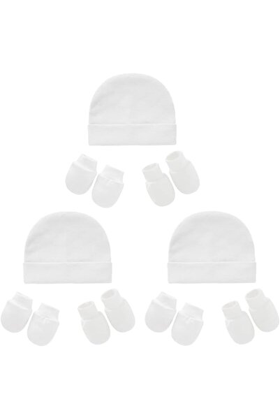 GENERAL Cotton Newborn Hospital Hat Baby Hat and Anti Scratch Mittens Set for...