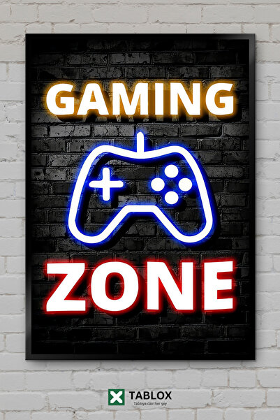 TABLOX Gaming Zone Game Zone Gamer Neon Αφίσα τοίχου με διακοσμητικό πλαίσιο ...