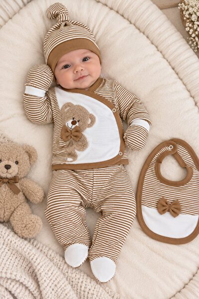 My Babies Label طقم خروج من المستشفى للمواليد الجدد مكون من 5 قطع بتصميم مخطط...