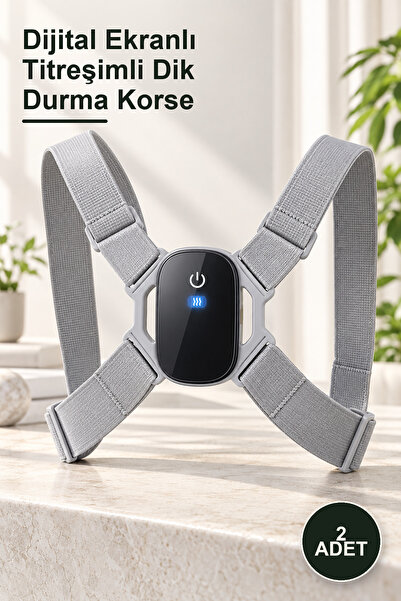 Yenilig 2 Pieces of Vibrating Upright Posture Corset with Digital Display