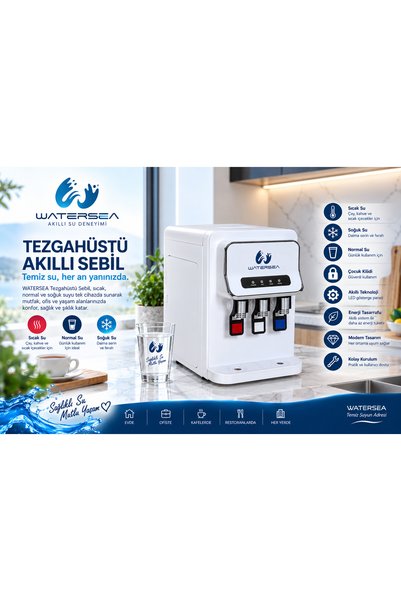 watersea Tezgah Üstü 3 Musluklu Arıtmalı Su Sebili