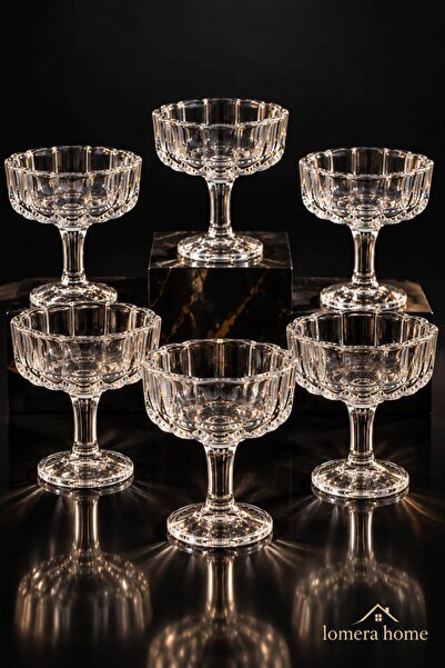 Lomera Home Set of 6 Crystal-Looking Luxury Footed Turkish Delight Bowls – De...