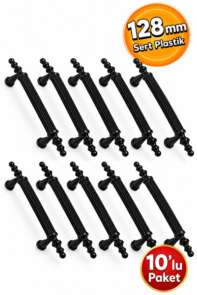 Genel Markalar 128 MM SİYAH DEKORATİF KAPI KOLU 10 ADET SERT PLASTİK MOBİLYA ...