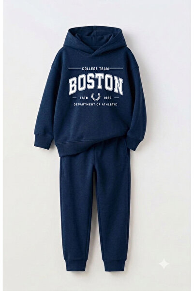 Let's Wear Boston Premium Sweatshirt & Sweatpants Set for Kids - 2-Piece Spor...