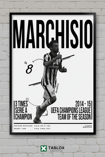 TABLOX Claudio Marchisio Fotbalist Juventus Tablou decorativ înrămat din MDF ...