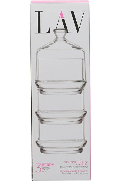 LAV 3 Tier Stackable Nuts Seeds Food Glass Storage Jar Set, 24 oz, Clear