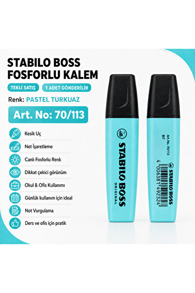 Stabilo BOSS Fosforlu Kalem 1 Adet – Metin İşaretleme Kalemi