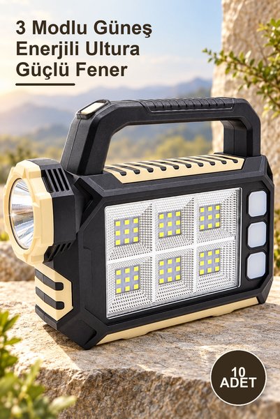Yenilig 10 Adet 3 Modlu Güneş Enerjili Ultura Güçlü Fener