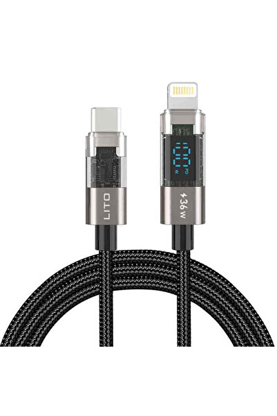 Lito Cablu de date (LD09CL), Lightning la Type-C, Încărcare rapidă 36W, Afișa...