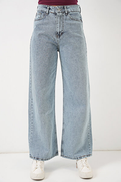 Modamorfo Women's Wide Leg High Waist Palazzo Jeans 6656 - A.Blue
