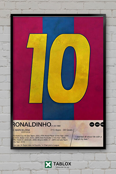 TABLOX Ronaldinho, jucător de fotbal, legenda braziliană, portret, cadru spor...