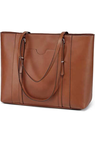 VASCHY Laptop Tote Bag for Women, PU Leather Large Shoulder Bag Purse for Tra...