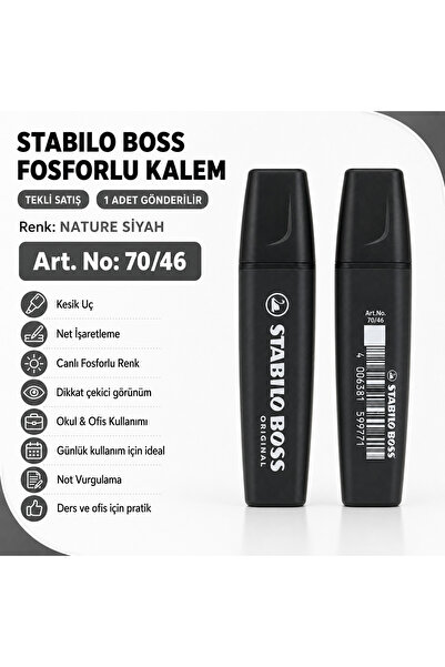 Stabilo BOSS Fosforlu Kalem 1 Adet – Metin İşaretleme Kalemi