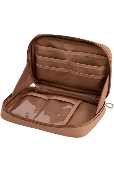 TERRIFI Standing Pencil Case, Large 12-Compartment Pencil Pouch, Caramel Brow...