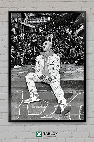 TABLOX J Balvin Τραγουδιστής Ρεγκατόν Λατινική Μουσική Πορτραίτο Κορνίζα με ε...