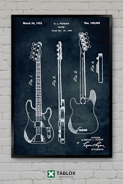 TABLOX Κιθάρα Fender 1952 Clarence Leo Patent Vintage με διακοσμητικό πλαίσιο...