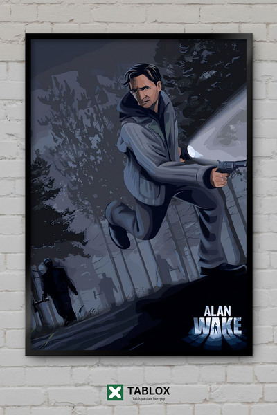 TABLOX Alan Wake Video Game Horror Thriller Αφίσα του συγγραφέα με κορνίζα Δι...